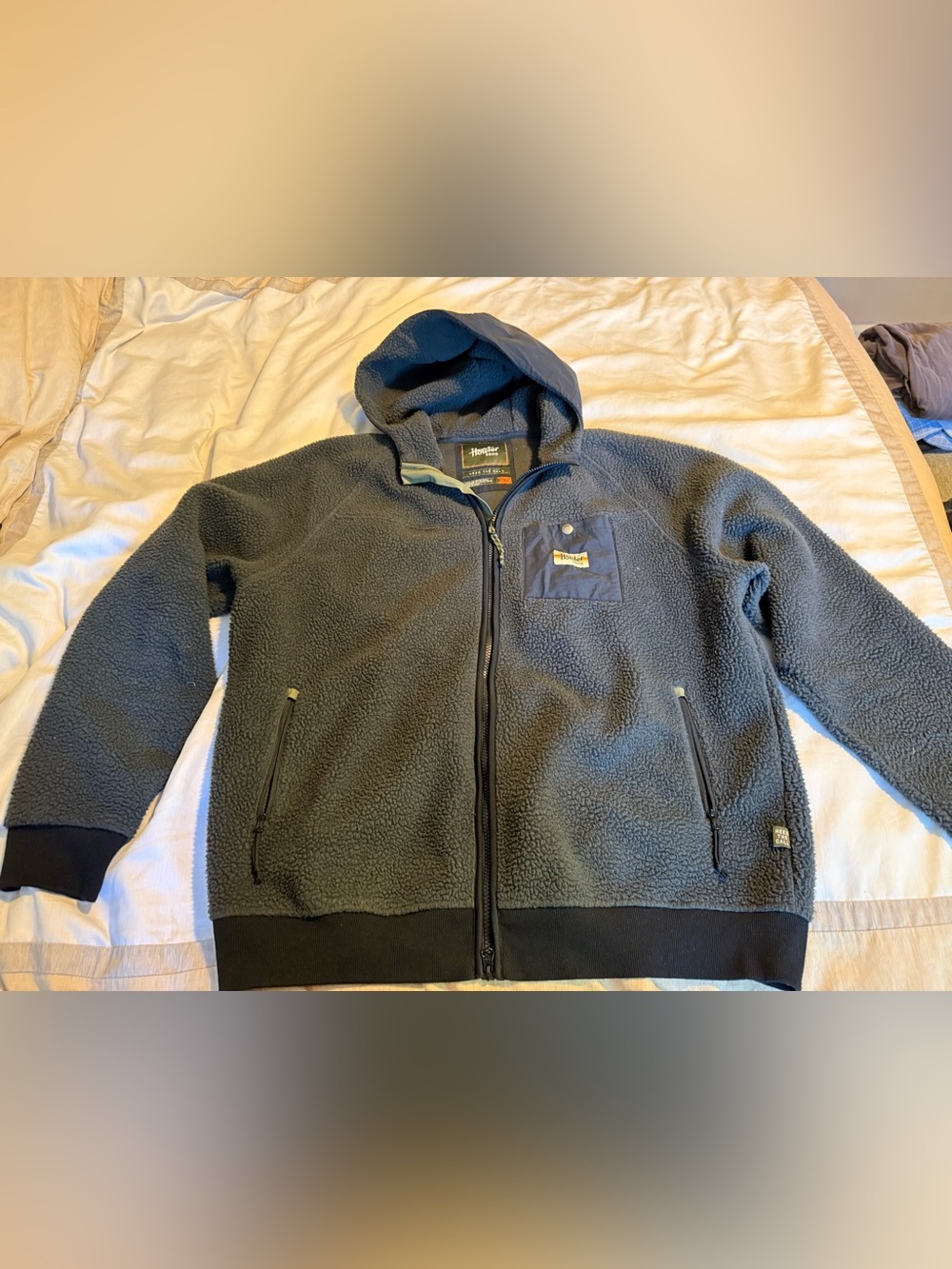 Howler Brothers Men's Dark Grey Hooded Sherpa Zip Jacket